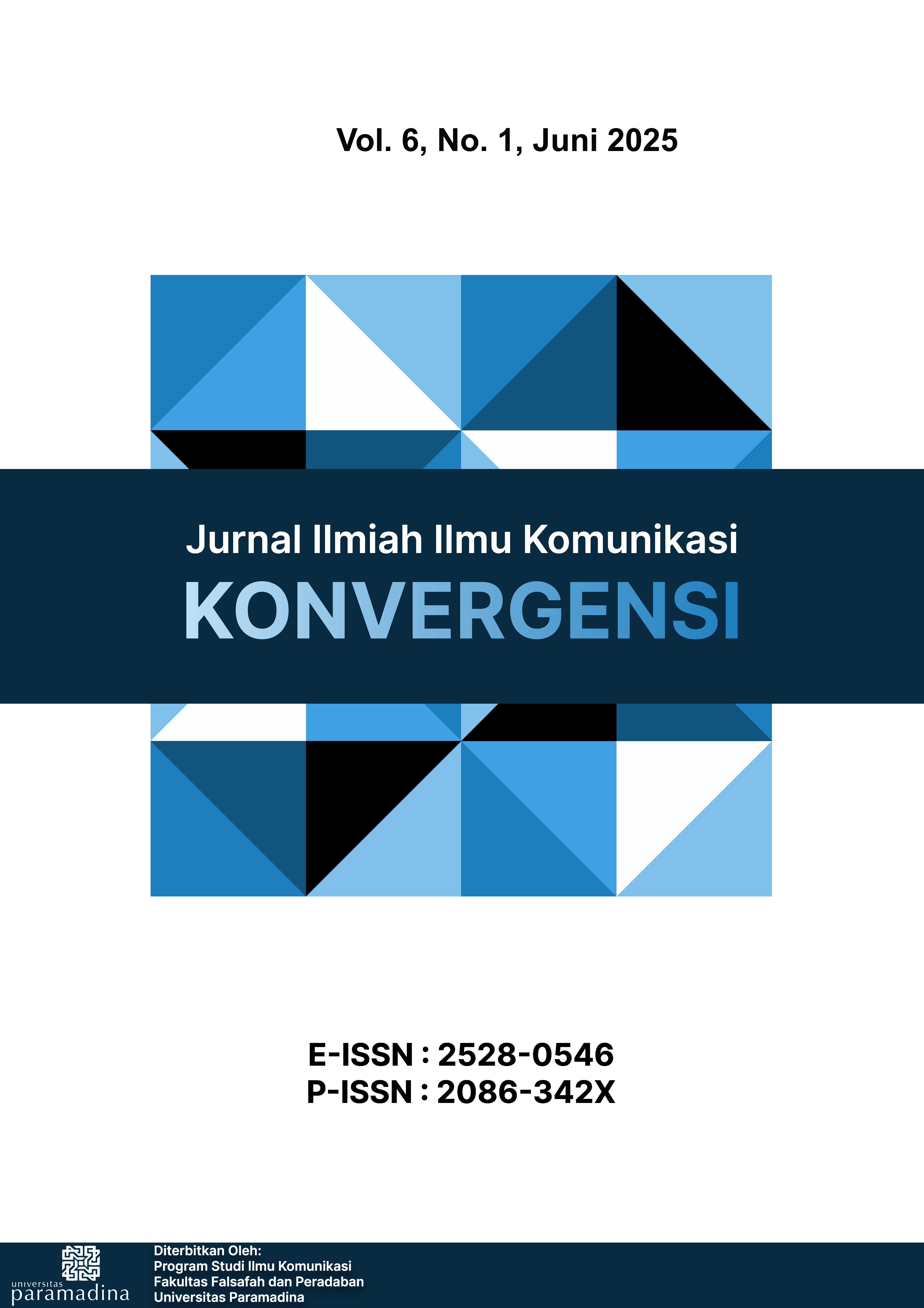 					View Vol. 6 No. 1 (2025): Konvergensi: Jurnal Ilmiah Ilmu Komunikasi (Juni 2025)
				